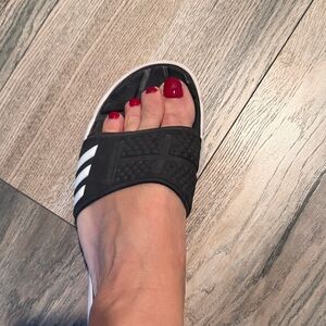 Adidas Women's Black and White Slide Sandals